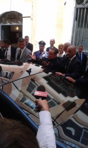 Silvio Berlusconi, presidente di "Forza Italia" all'uscita dei gruppi parlamentari a Roma. 