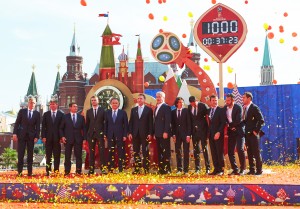 MOSCOW, RUSSIA - SEPTEMBER 18:   Countdown-Clock Unveiling ceremony during FIFA '1000 Days to Go' - Russia 2018 at the Manezhnaya Square on September 18, 2015 in Moscow, Russia.  (Photo by Oleg Nikishin - FIFA/FIFA via Getty Images)