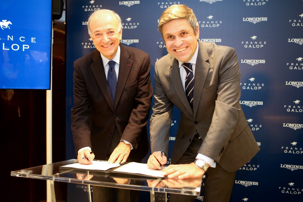 Jeudi 03 D√©cembre 2015;Boutique Longines;SIGNATURE PARTANARIAT LONGINES - FRANCE GALOP;Bertrand BELINGUIER;Juan Carlos CAPELLI;SCOOPDYGA - COSTABADIE Pierre