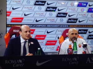 Un momento della presentazione del nuovo tecnico della AS Roma, Luciano Spalletti (foto tratta da Facebook/Eleonora Trotta)