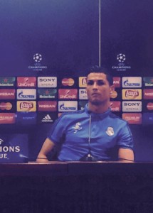 Cristiano Ronaldo, attaccante del Real Madrid durante una conferenza stampa pre gara con l'AS Roma
