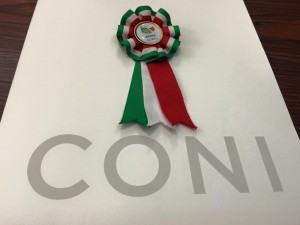 Una immagine della coccarda di Roma2024 ideata dal CONI