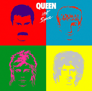 La copertina dell'album "Hot Space" collegato alla rock band dei Queen nel 1982