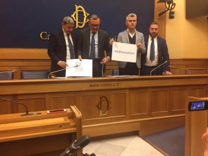 da sin. - Bruno Molea, Enrico Zanetti, Mariano Rabino e Marcel Vulpis presentano il progetto "Sì per Roma2024"