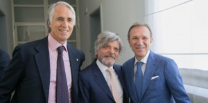 da sinistra - Giovanni Malagò (Coni)-Massimo Ferrero (UC Sampdoria) e Paolo D'Alessio (commissario straordinario ICS) alla presentazione di Casa Samp al CONI/Roma - foto ICS (creditosportivo.it)