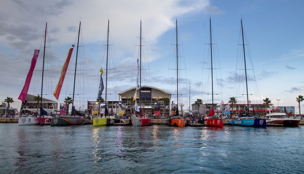 Aerial view of the fleet in the Volvo Ocean Race Village in Alicante, Spain (2014-15). Photo: Ainhoa Sanchez/Volvo Ocean Race