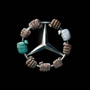 L'immagine scelta da Mercedes per festeggiare quest'oggi il titolo costruttori in Formula Uno