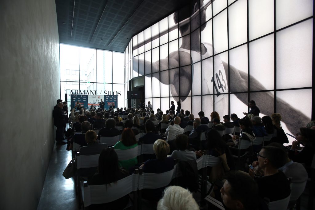 questa mattina all'Armani Silos  a Milano in occasione della presentazione alla stampa della Ea7 Emporio Armani - Milano Marathon 2017, 11 Ottobre 2016. ANSA / MATTEO BAZZI