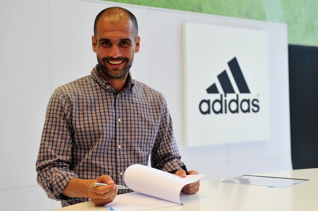 HERZOGENAURACH, GERMANY - AUGUST 13:  Pep Guardiola, head coach of FC Bayern Muenchen visits the Adidas headquarter on August 13, 2013 in Herzogenaurach, Germany.  (Photo by Lennart Preiss/Getty Images For Adidas) *** Local Caption *** Pep Guardiola