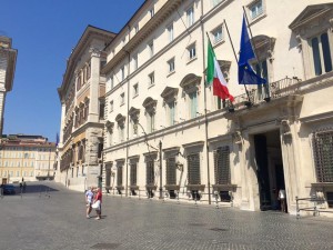 L'ingresso di Palazzo Chigi, sede del Governo