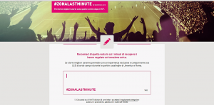 Una immagine del form di Lastminute.com dove i tifosi di calcio possono raccontare le proprie emozioni #ZonaLastMinute