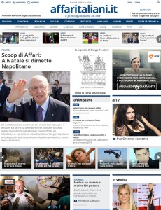 Una immagine dell'homepage di www.affaritaliani.it