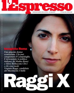 La copertina del settimanale L'Espresso, dedicata al candidato sindaco di Roma per i 5 Stelle (M5S), Virginia Raggi