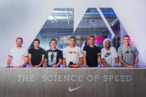 Una immagine dei testimonial chiamati da Nike a Milano per celebrare la linea di scarpe da calcio Mercurial