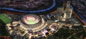 Il rendering del progetto del futuro stadio dell'AS Roma