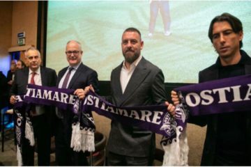 Un momento della conferenza stampa di Daniele De Rossi, neo proprietario dell'Ostiamare - foto Paolo Cisaria